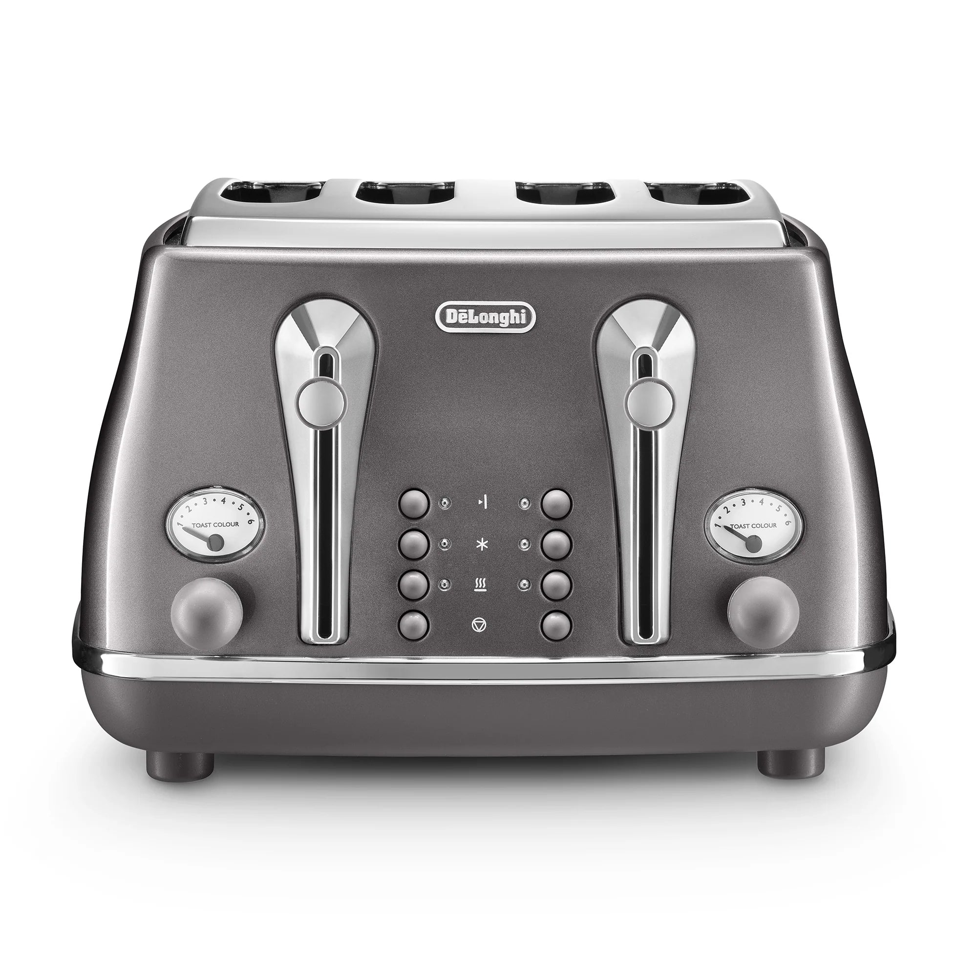 De'Longhi 4 Slice Icona Metallics Toaster Grey CTOT4003.GY