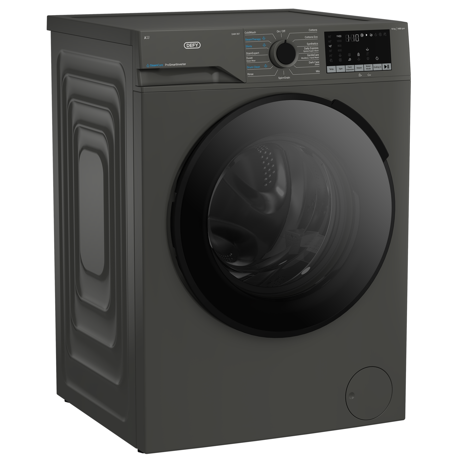 Defy 10kg SteamCure Front Loader Washing Machine Manhattan Grey DAW397