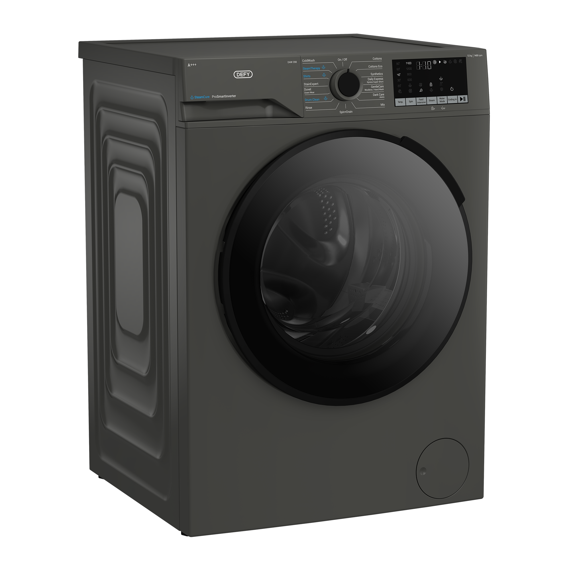 Defy 12kg SteamCure Front Loader Washing Machine Manhattan Grey DAW398