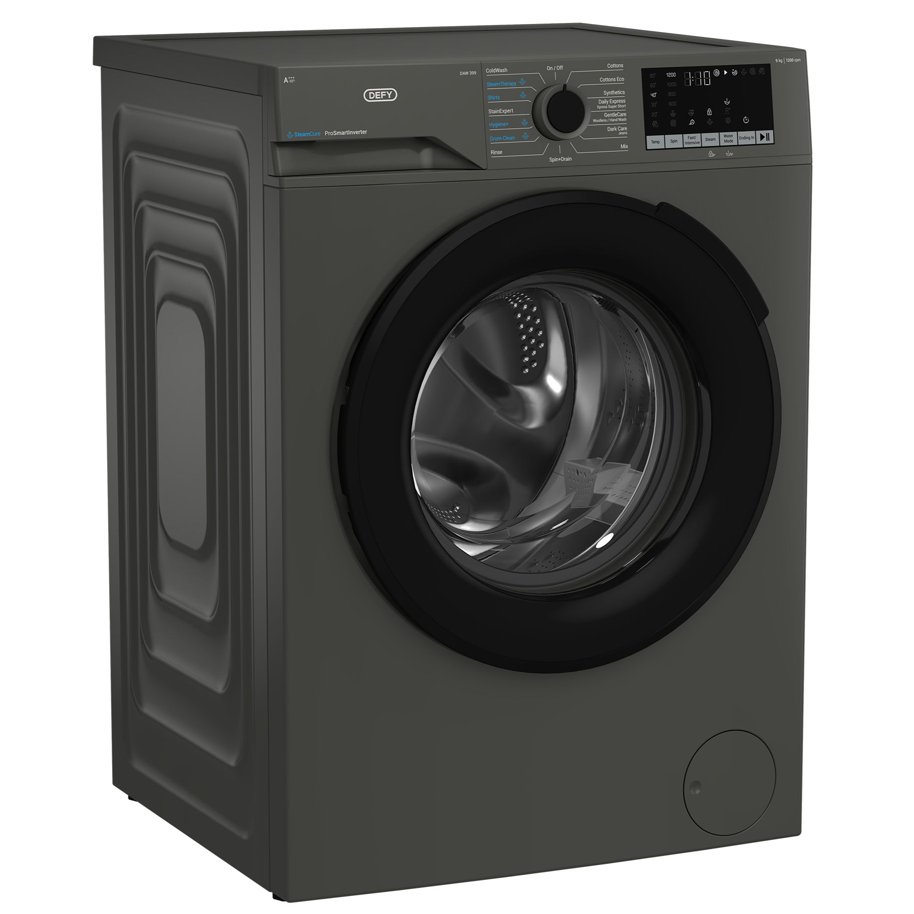 Defy 9kg SteamCure Front Loader Washing Machine Manhattan Grey DAW399