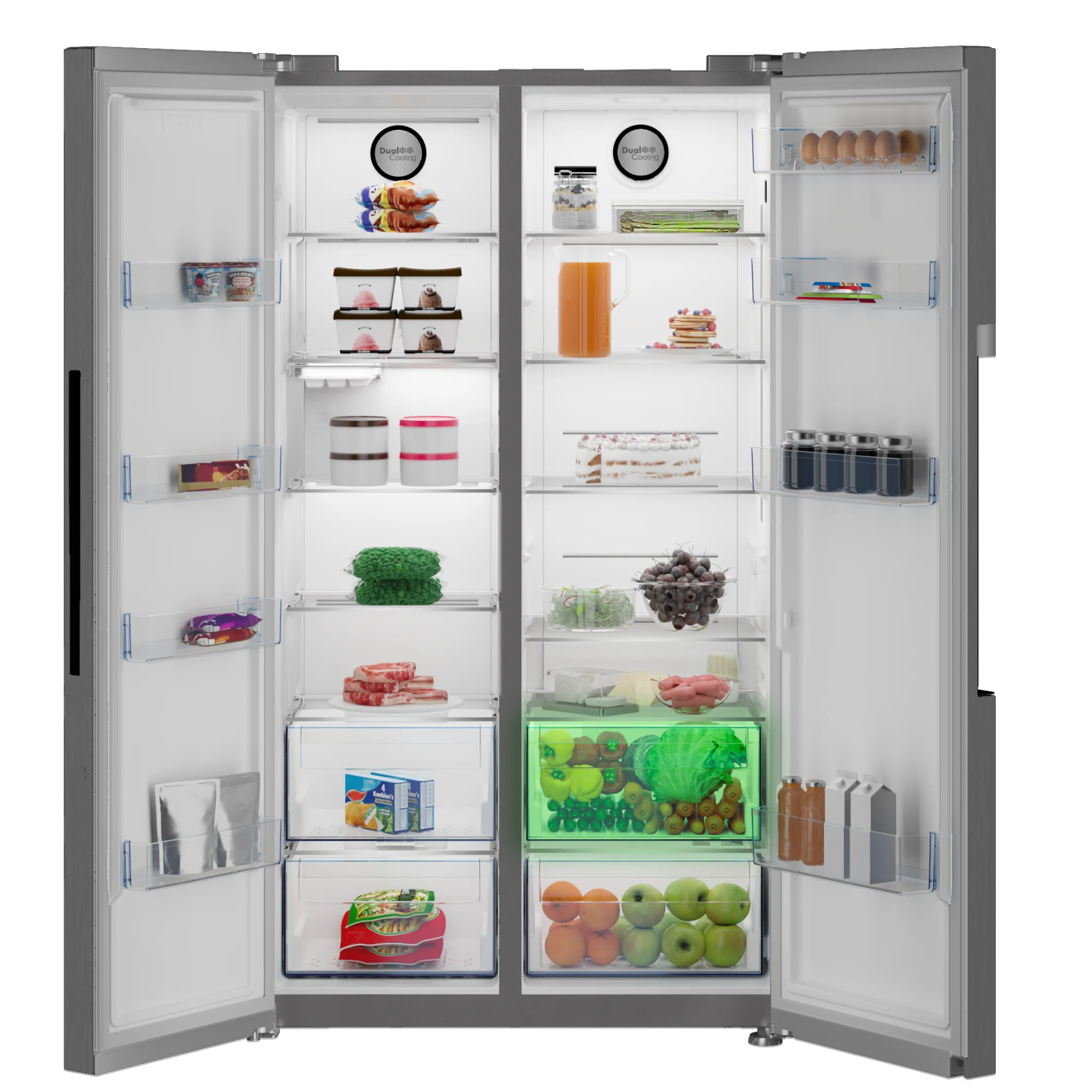 Defy 618L Side By Side Naturelight Fridge Metallic DFF538