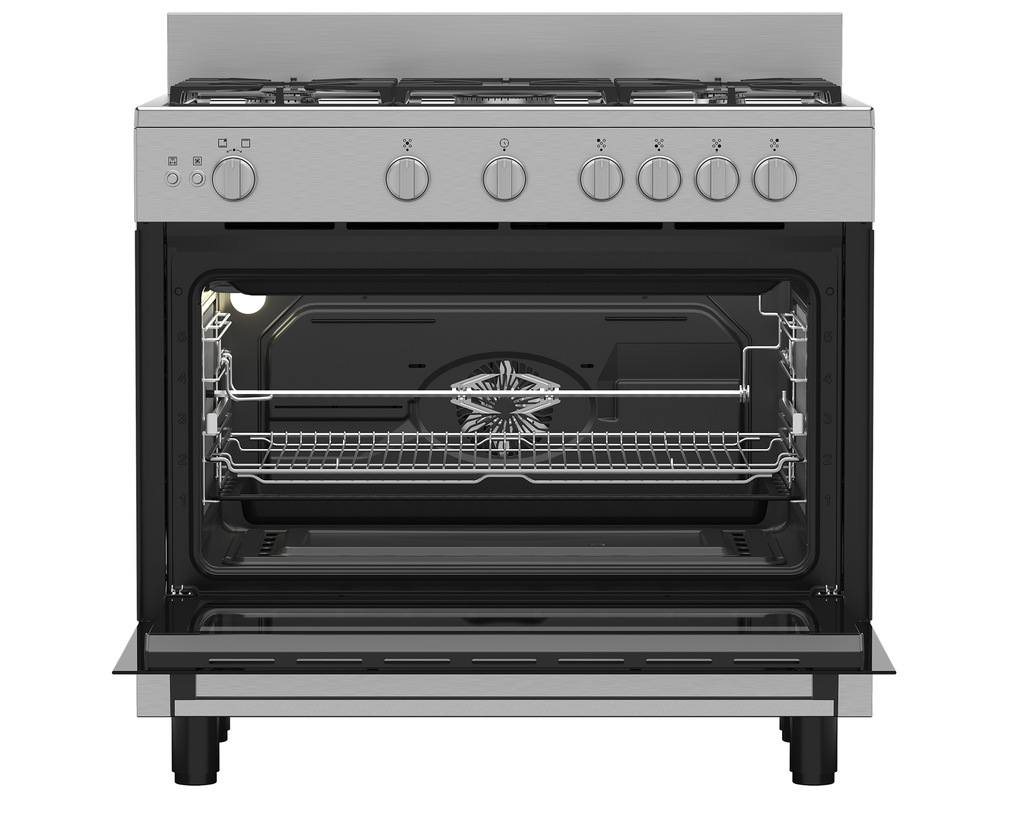 Defy 90cm Full Gas Stove New York Silver Inox DGS90G