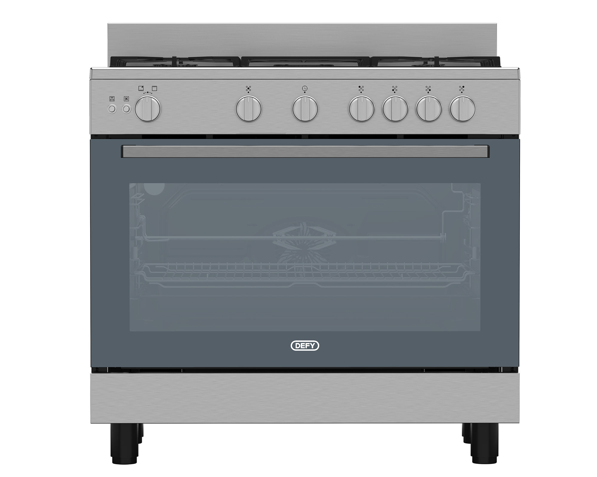 Defy 90cm Full Gas Stove New York Silver Inox DGS90G