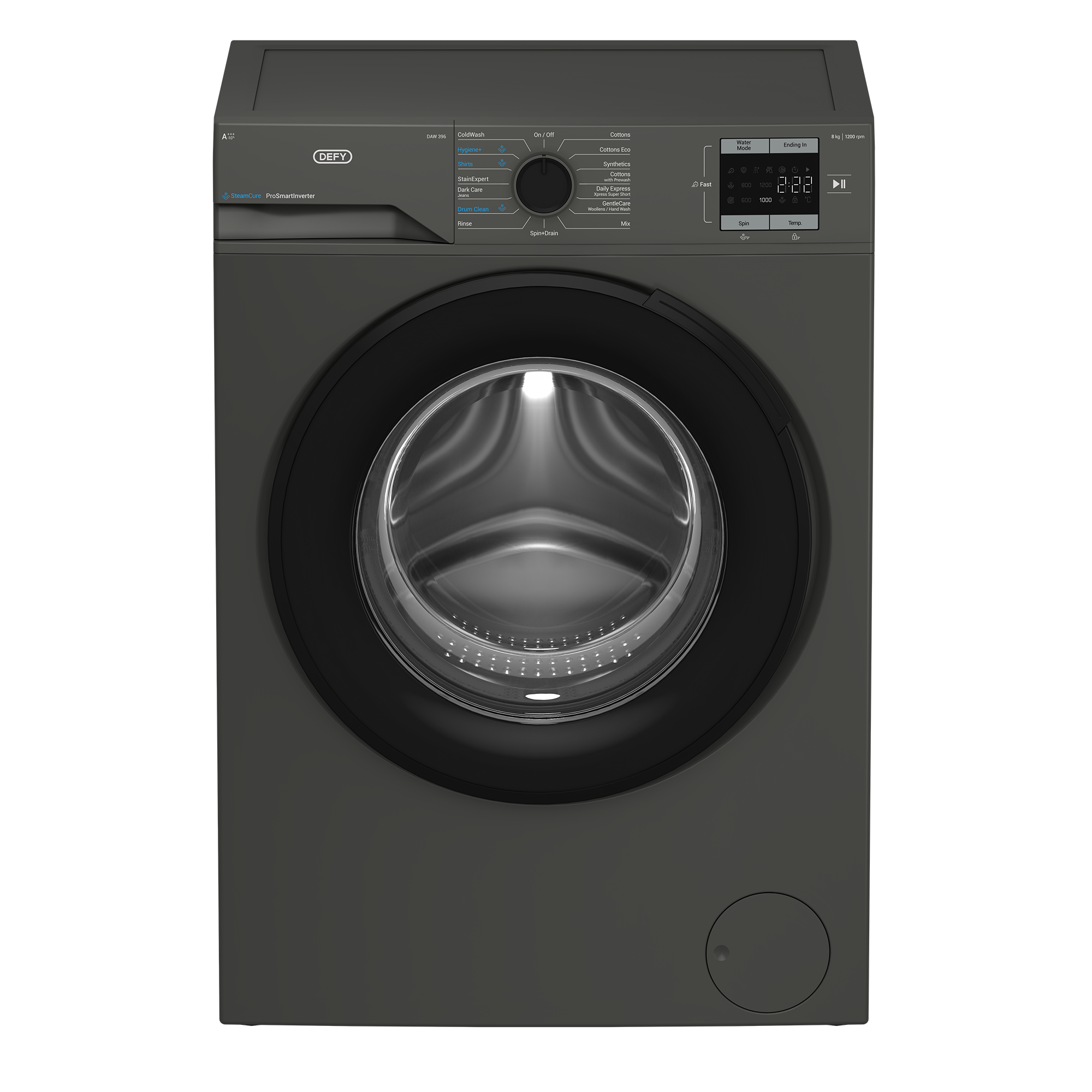 Defy 8kg SteamCure Front Loader Washing Machine Manhattan Grey DAW396