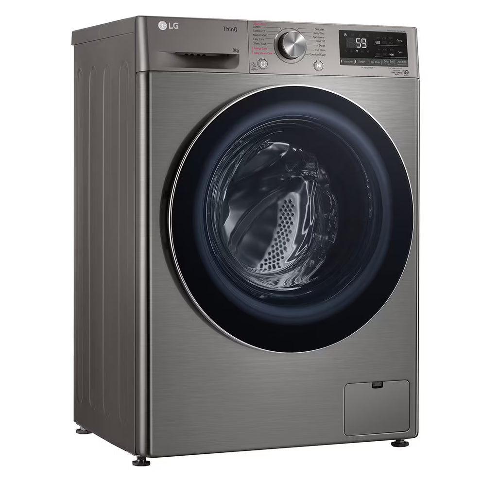 LG 9kg Front Loader Washer With AI DD +Steam in Stainless Finish F2V5FYPYP