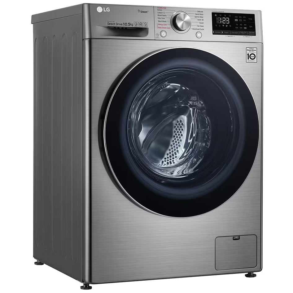 LG 10.5kg Front Loader Washing Machine Stainless Steel F4V5RYP2T
