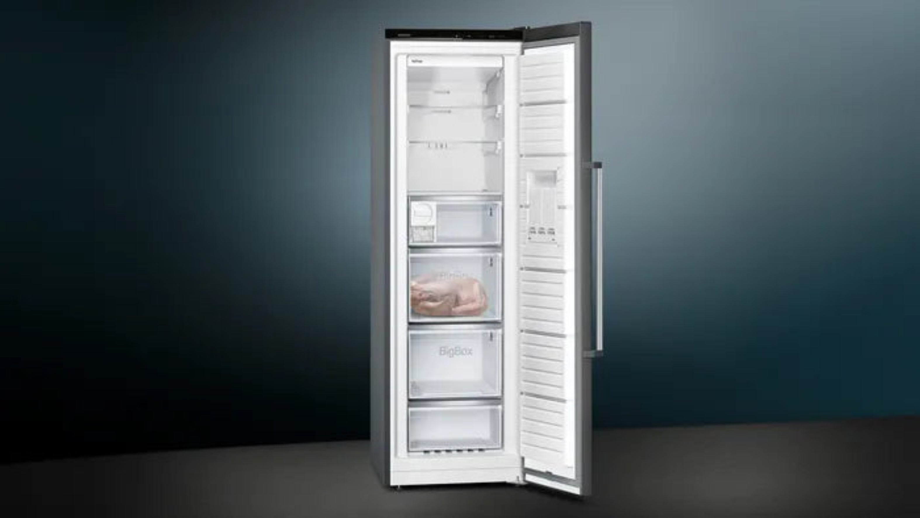 Siemens 242L Upright Freezer Black Steel GS36NAXEP