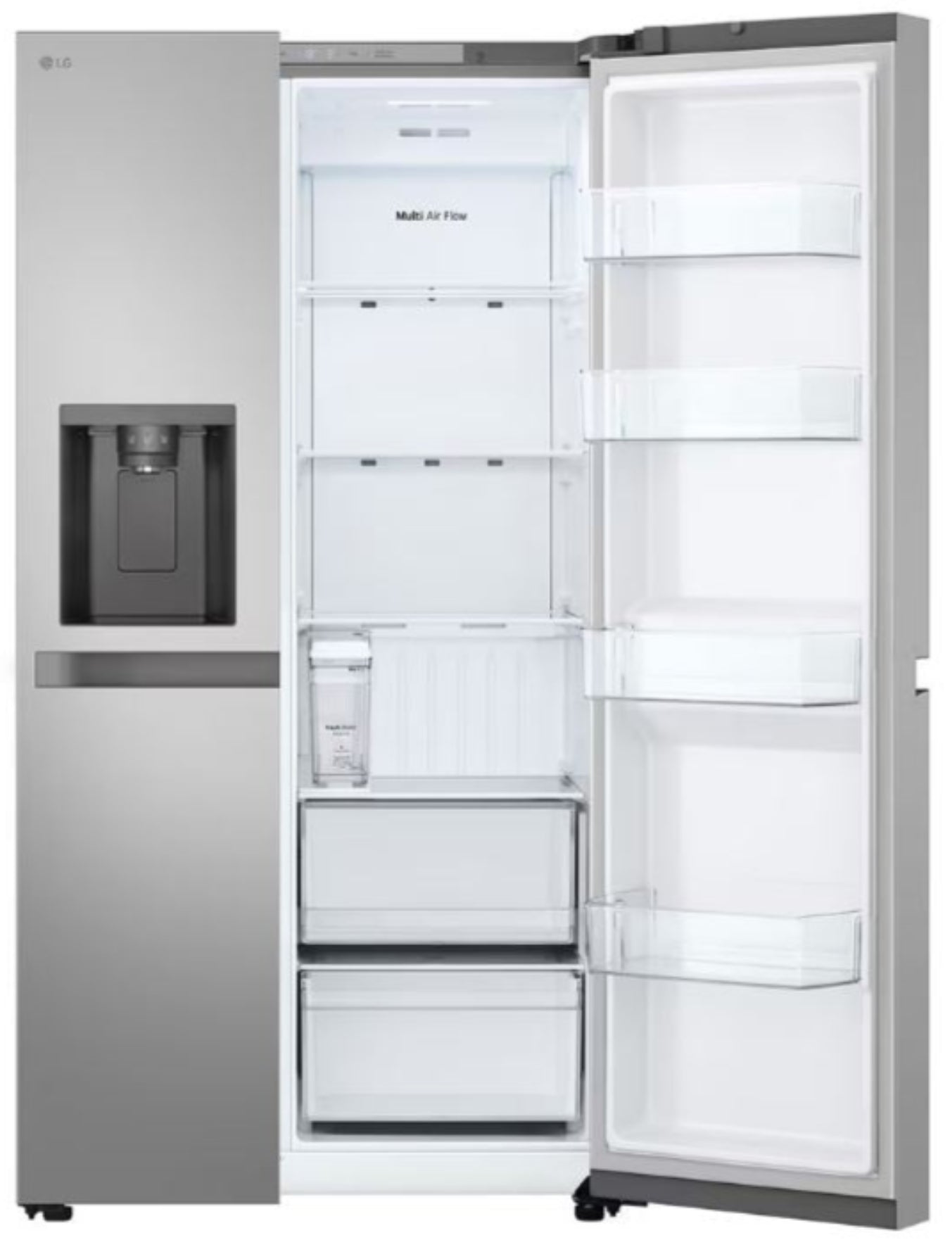 LG 617L Side By Side Fridge Non Plumbed With Water and Ice Dispenser Silver GC-L257KLKW