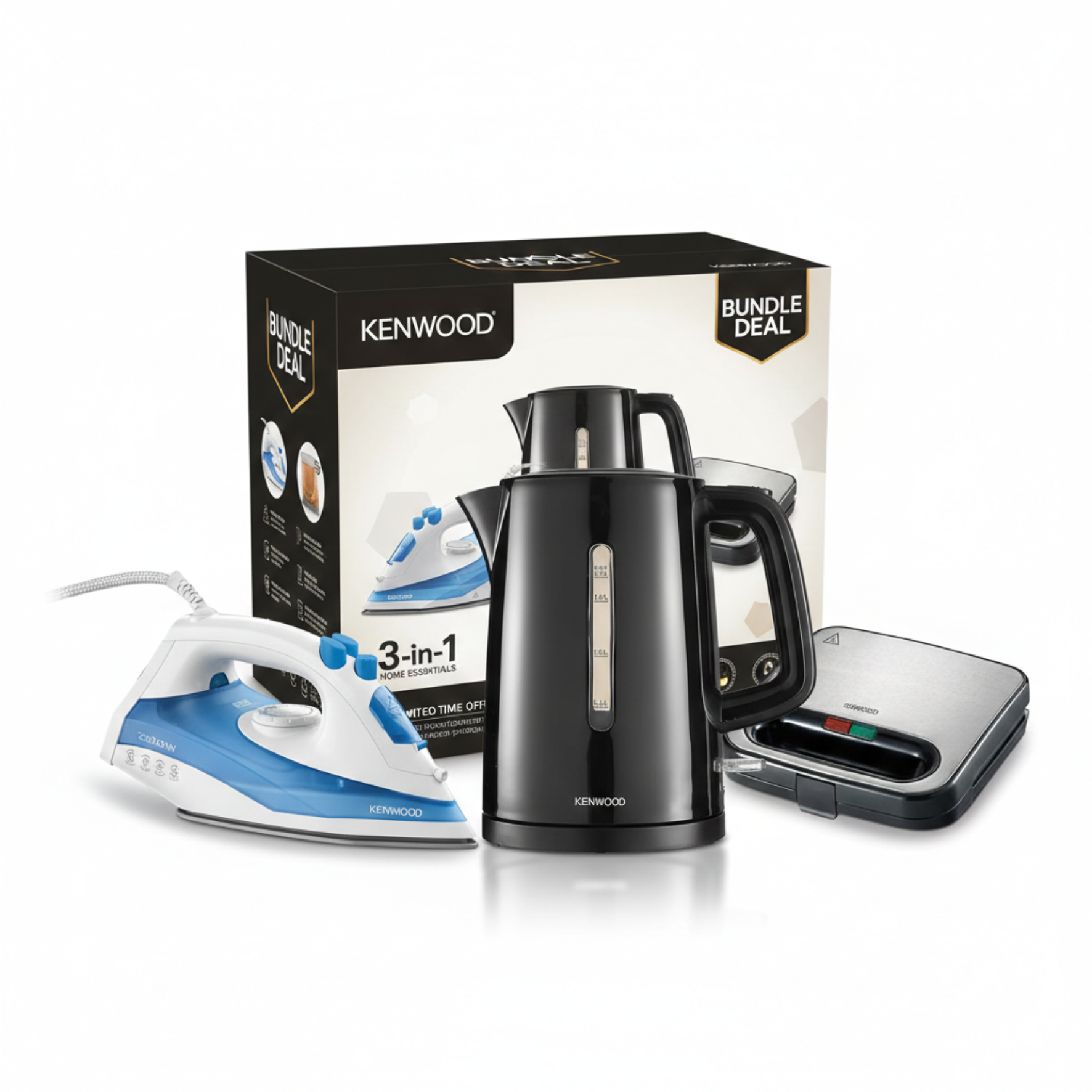 Kenwood Bundle Steam Iron + Kettle + Sandwich Press Bundle 1