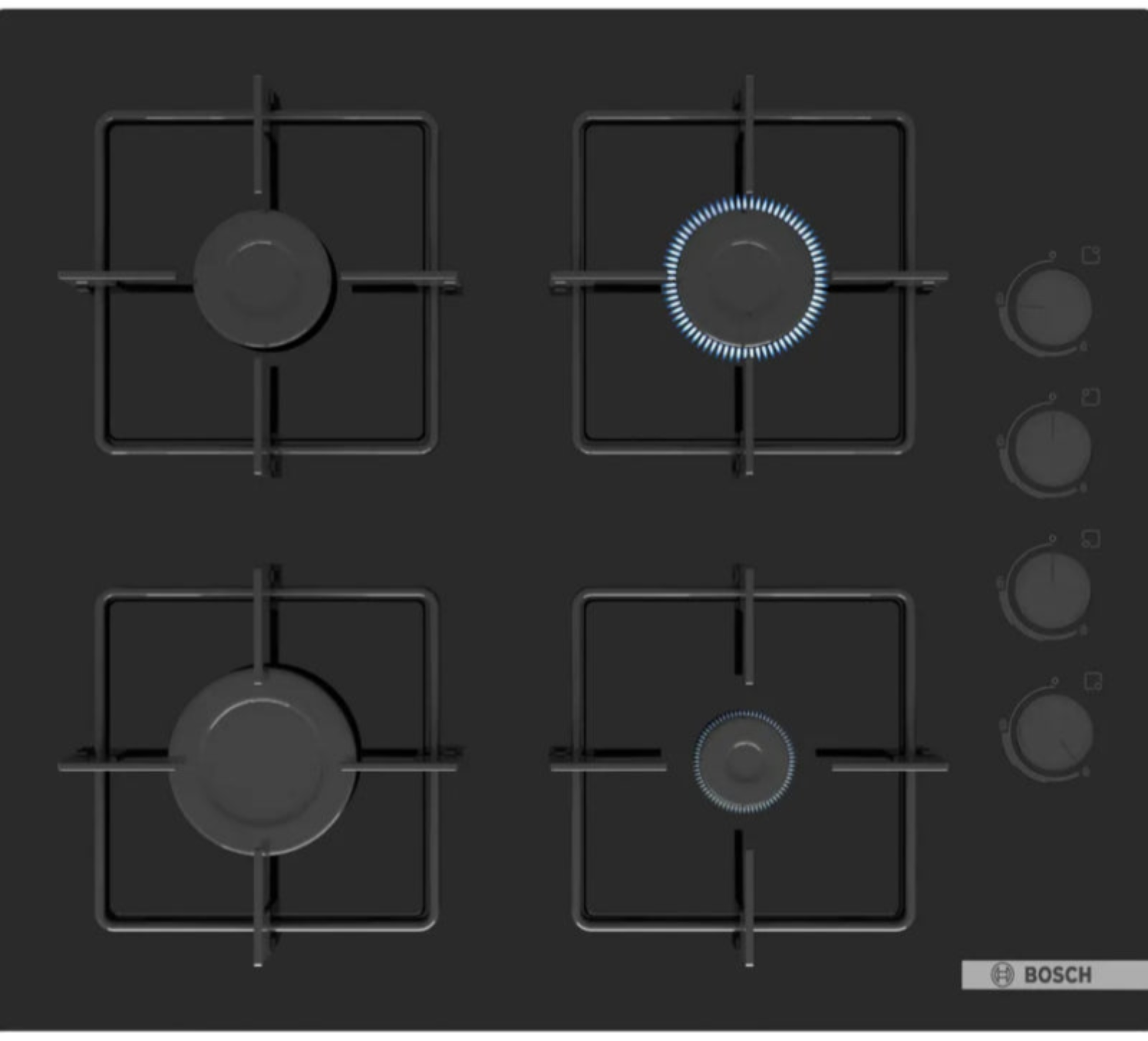 Bosch Series 4 Gas Hob Black Tempered Glass POP6C6P30M
