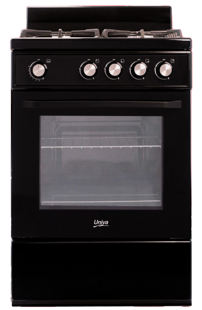 Univa 60cm 4 Burner Full Gas Stove Black UG016BI-1