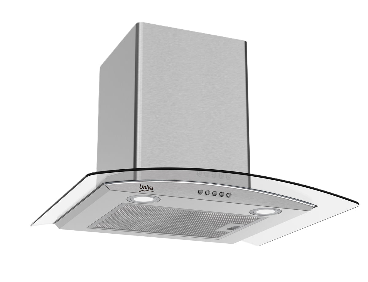 Univa 60cm Wall Mounted Curved Glass Chimney Cooker Hood U600SCG-1