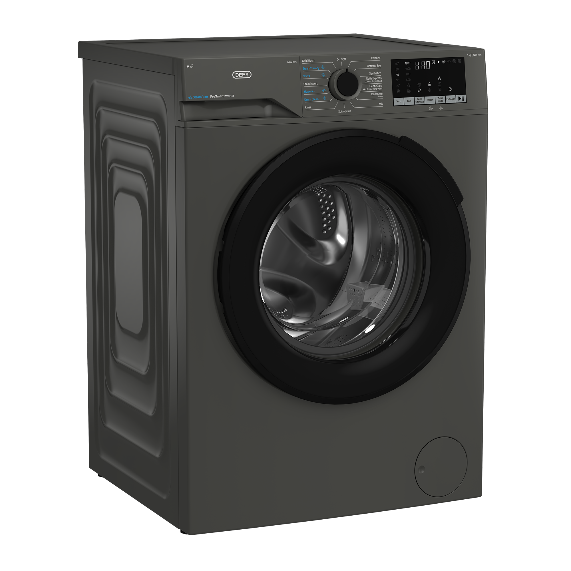 Defy 9kg SteamCure Front Loader Washing Machine Manhattan Grey DAW399