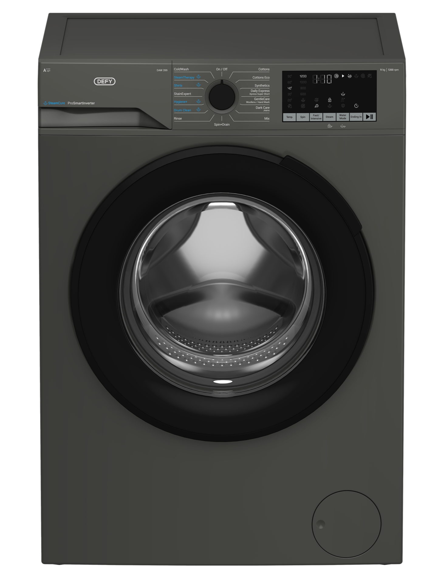 Defy 9kg SteamCure Front Loader Washing Machine Manhattan Grey DAW399