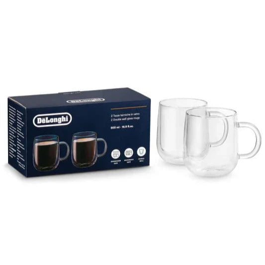 DeLonghi Double Wall 500ml Glass Mug Set DLSC327