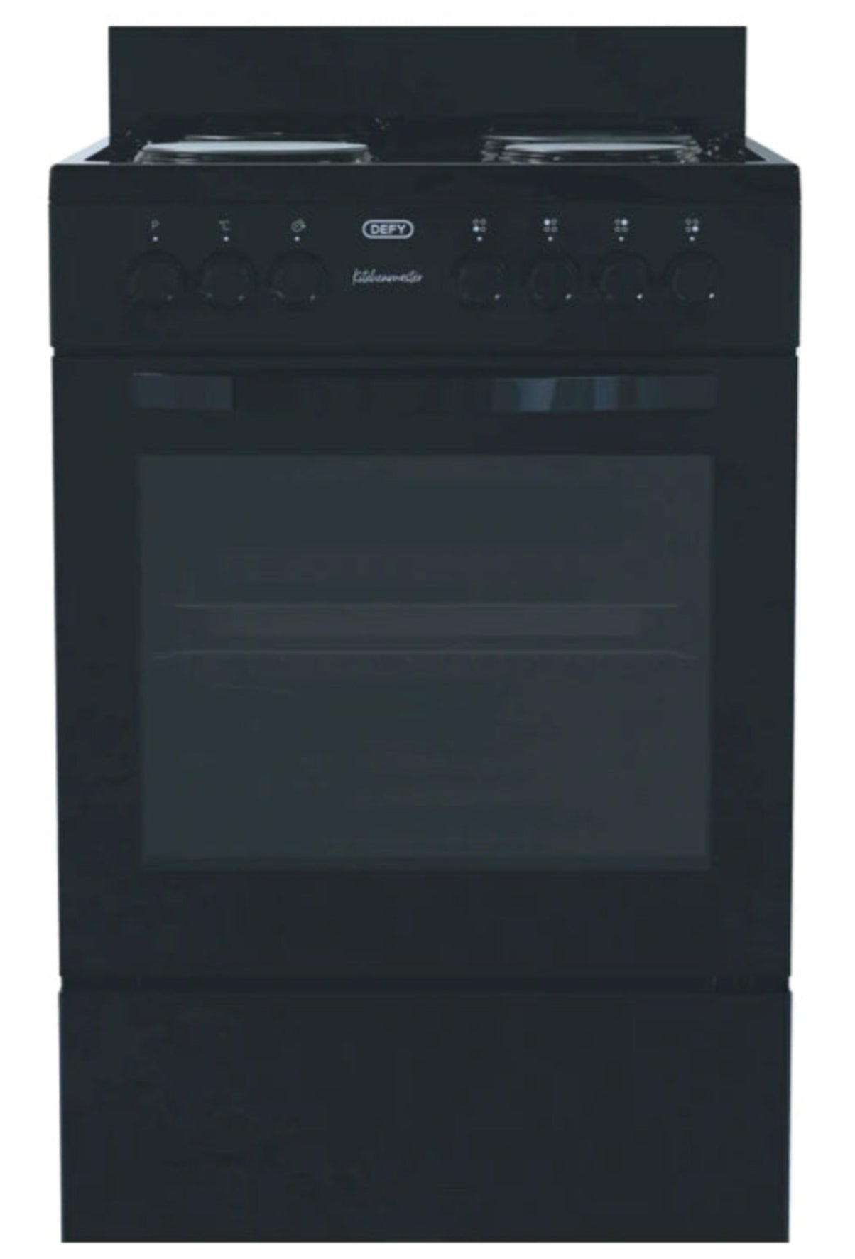 Black electric cooker with oven on a white background
