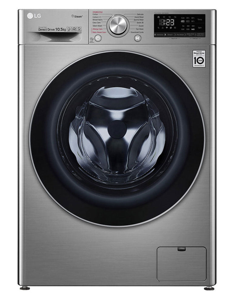 LG 10.5kg Front Loader Washing Machine Stainless Steel F4V5RYP2T