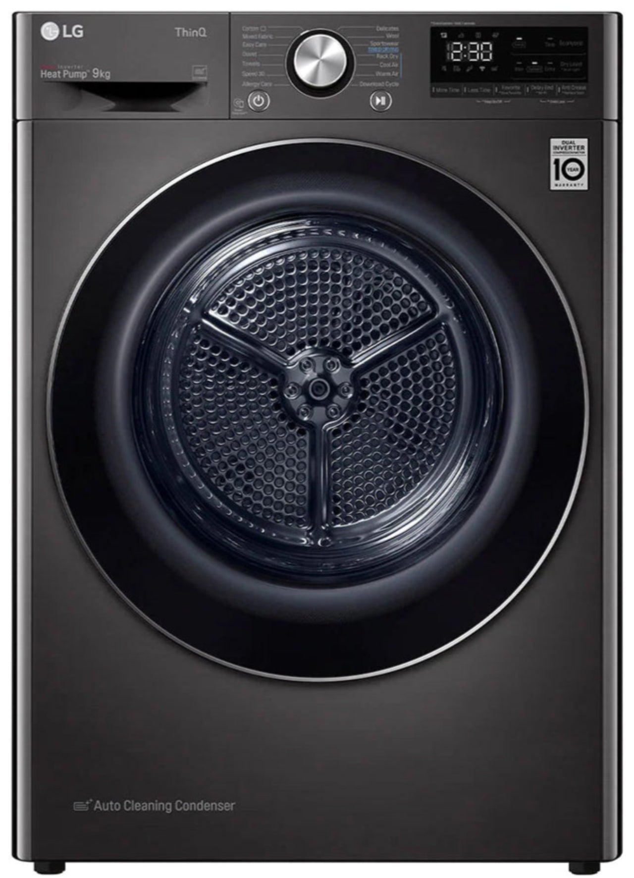 LG 9KG Heat Pump Tumble Dryer Black RC90V9JV2W