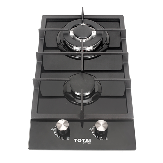 Totai Gas Hob 2 Burner Gas On Glass Black 03/TS2BNR-GG-1
