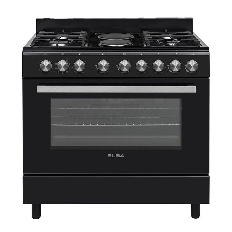 Elba 90CM Gas/Electric 4 Burner 2 Electrical Freestanding Stove Black 04/96CL727B-1