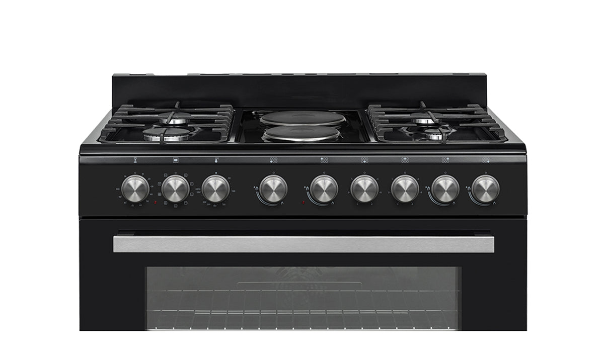 Elba 90CM Gas/Electric 4 Burner 2 Electrical Freestanding Stove Black 04/96CL727B-2