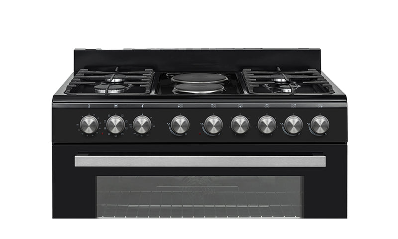 Elba 90CM Gas/Electric 4 Burner 2 Electrical Freestanding Stove Black 04/96CL727B-2