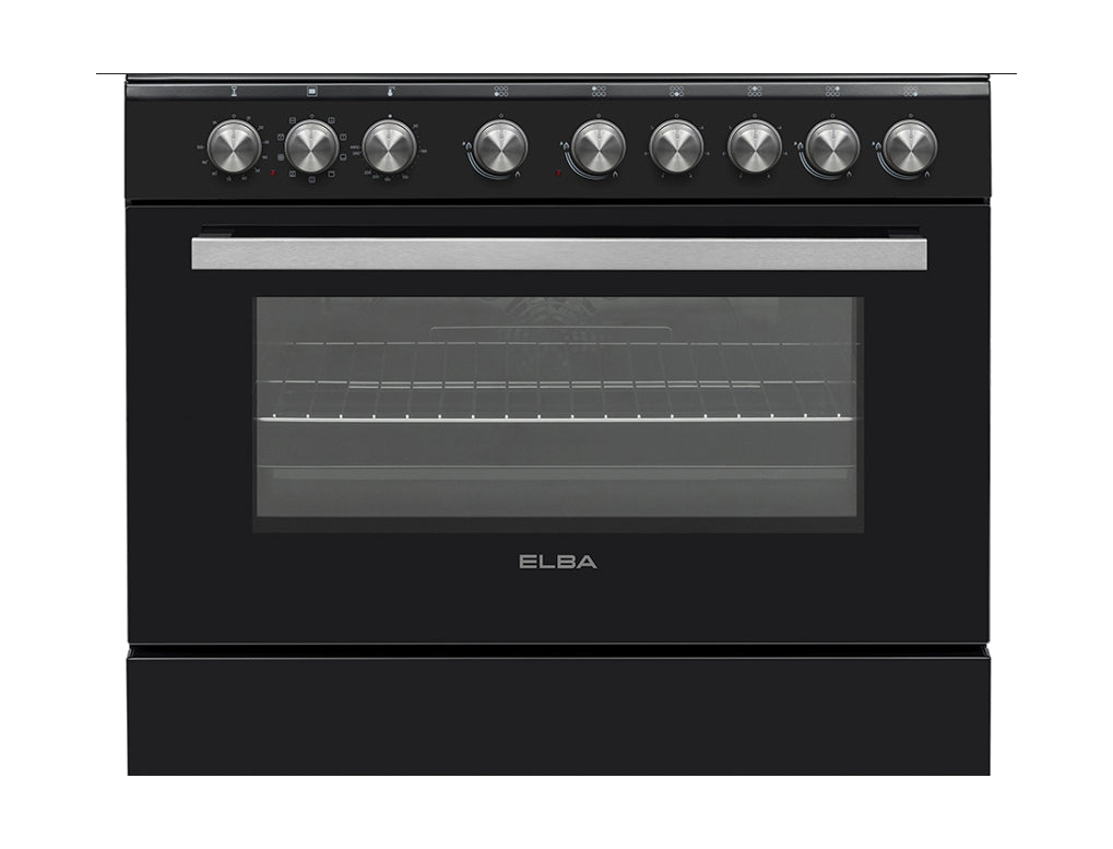 Elba 90CM Gas/Electric 4 Burner 2 Electrical Freestanding Stove Black 04/96CL727B-4