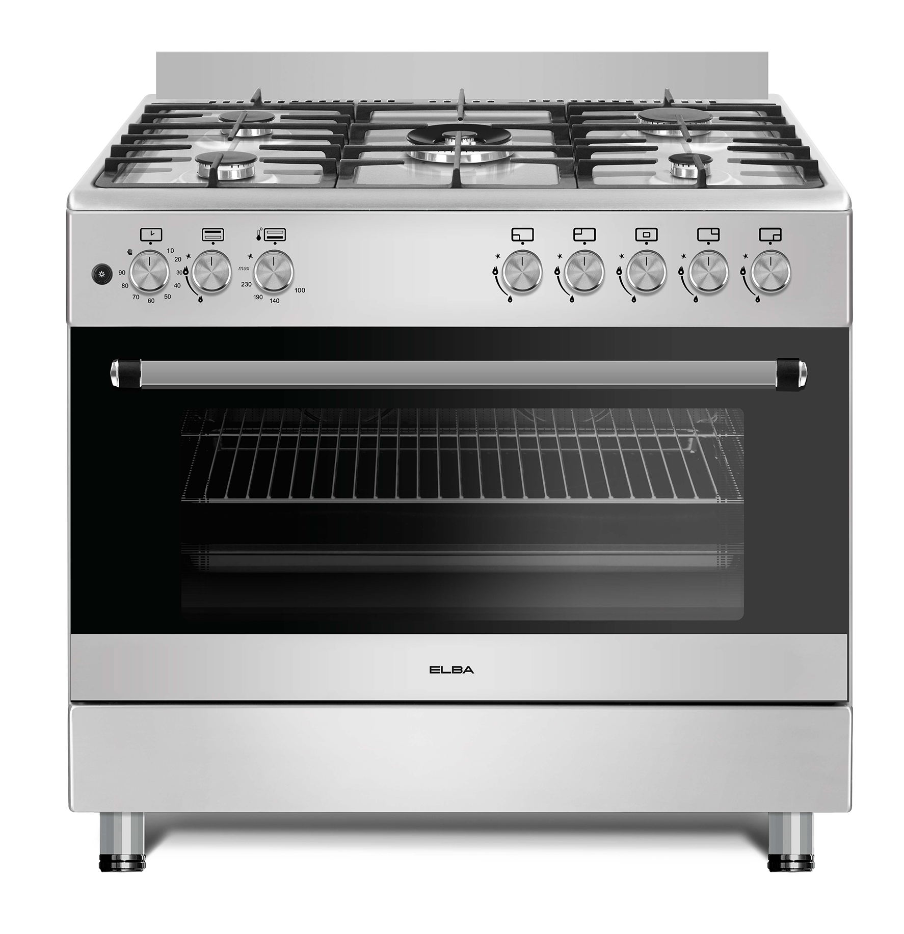 Elba Essential 5 Burner Full Gas Stove and Oven 90cm Silver 04/96CL828-1