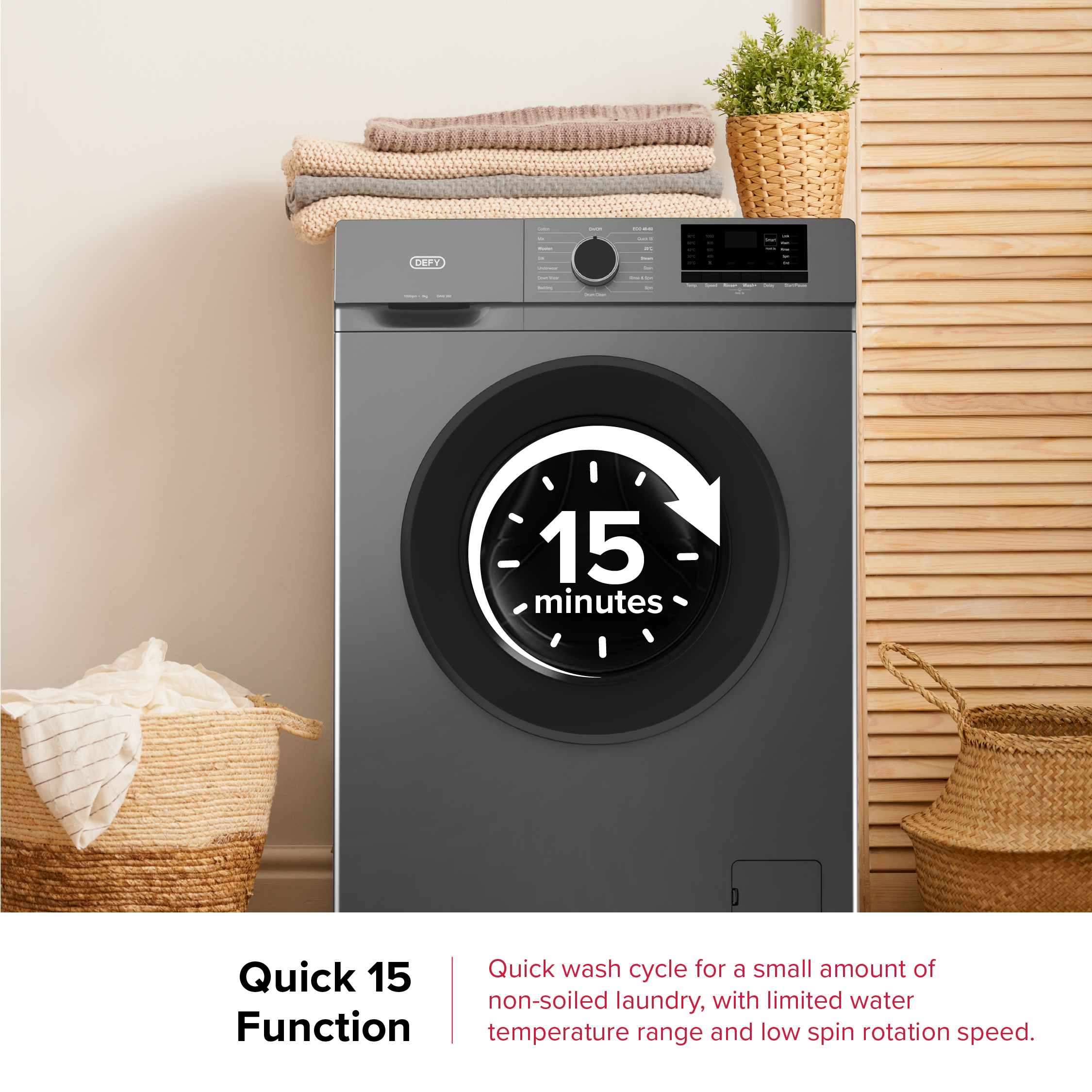 Defy 6kg Front Loader Washing Machine Grey DAW392