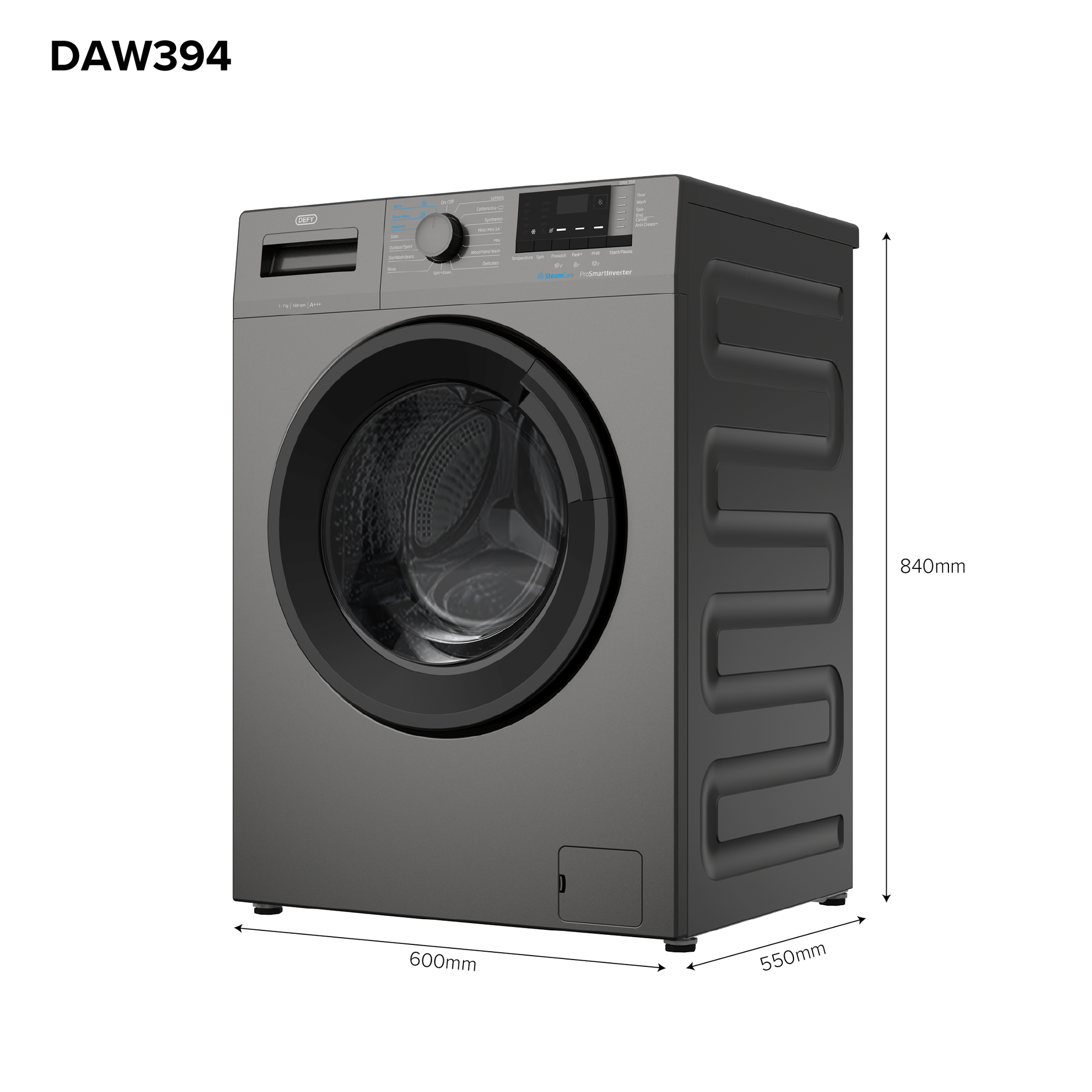 Defy 7kg Front Loader SteamCure Technology Manhattan Grey DAW394-4
