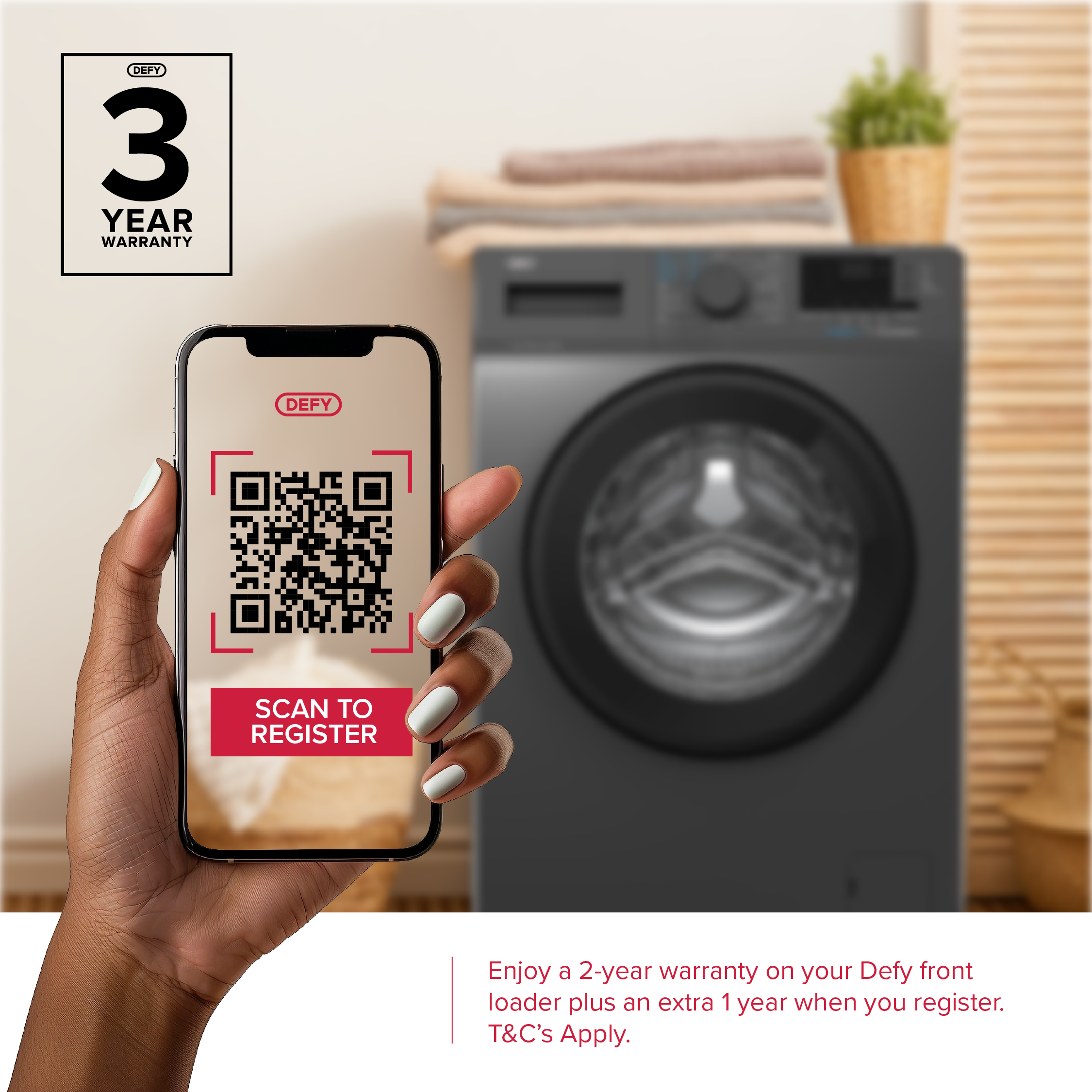 Defy 7kg Front Loader SteamCure Technology Manhattan Grey DAW394