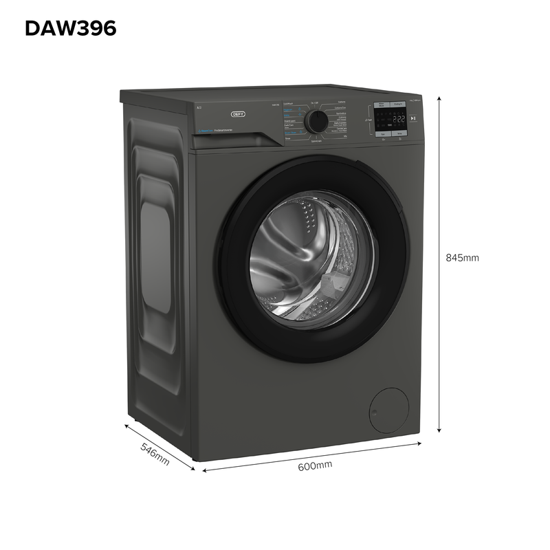 Defy 8kg SteamCure Front Loader Washing Machine Manhattan Grey DAW396-5