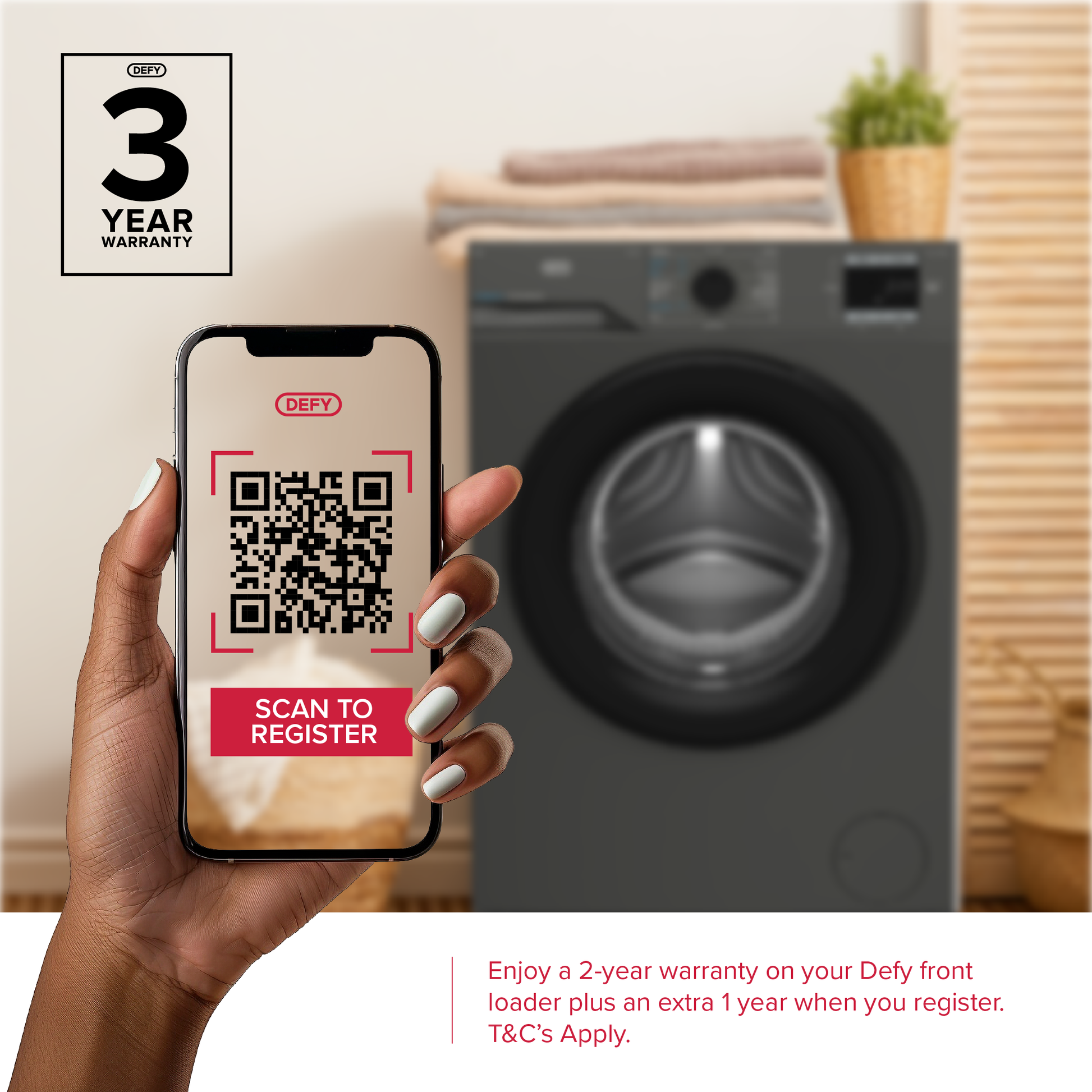 Defy 8kg SteamCure Front Loader Washing Machine Manhattan Grey DAW396-6
