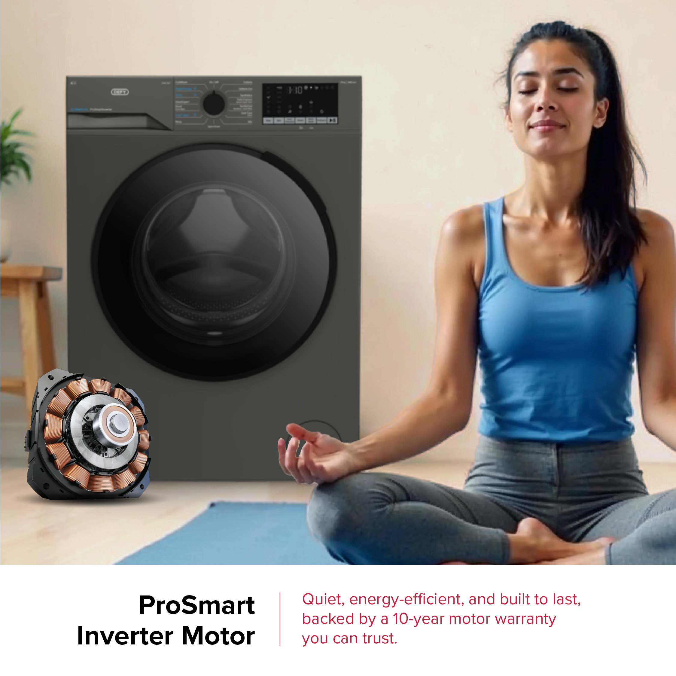 Defy 10kg SteamCure Front Loader Washing Machine Manhattan Grey DAW397