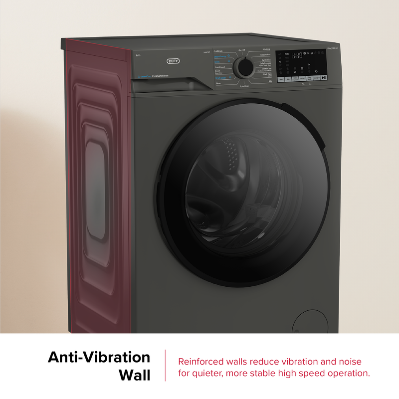 Defy 10kg SteamCure Front Loader Washing Machine Manhattan Grey DAW397-16