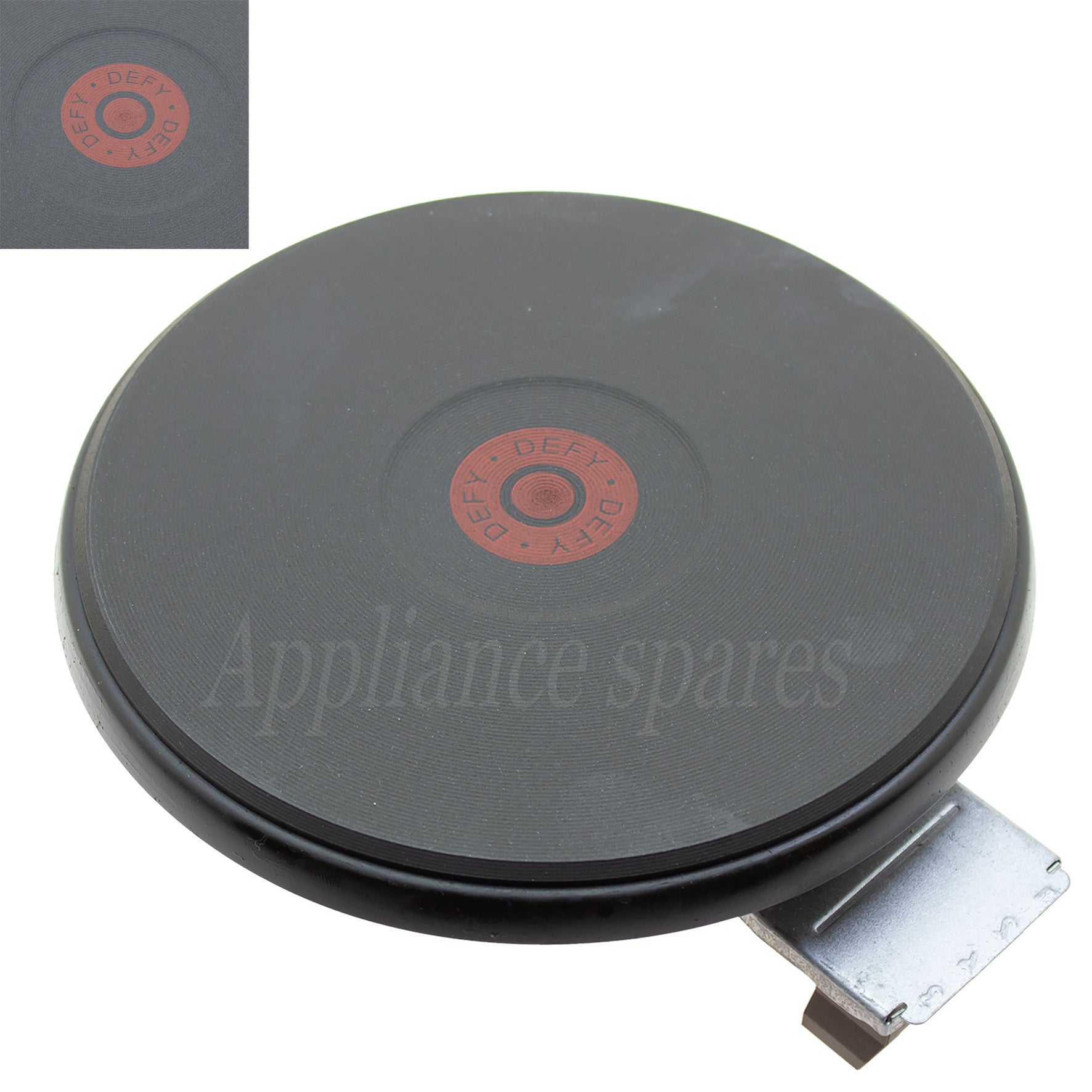 E.G.O 8” Solid plate – Defy Red Dot (180mm, 2000W, 8mm Black Trim)