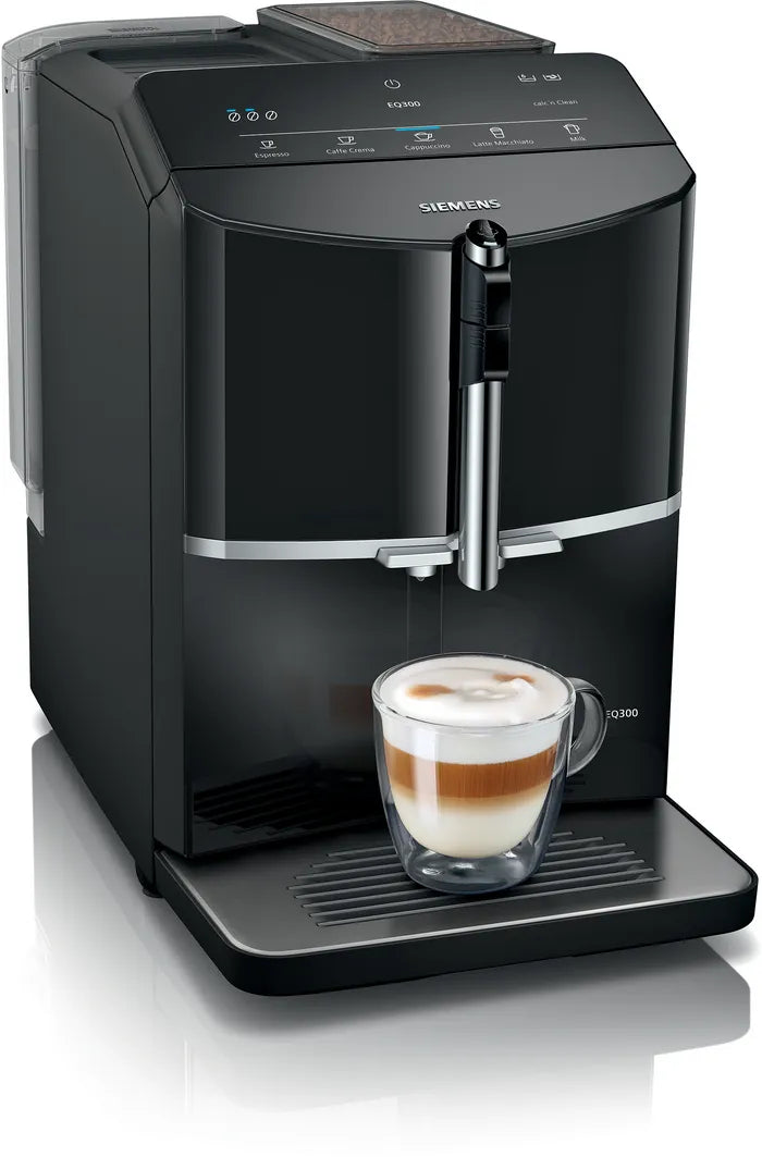 Siemens Fully Automatic Coffee Machine EQ300 Piano Black TF301E19-1
