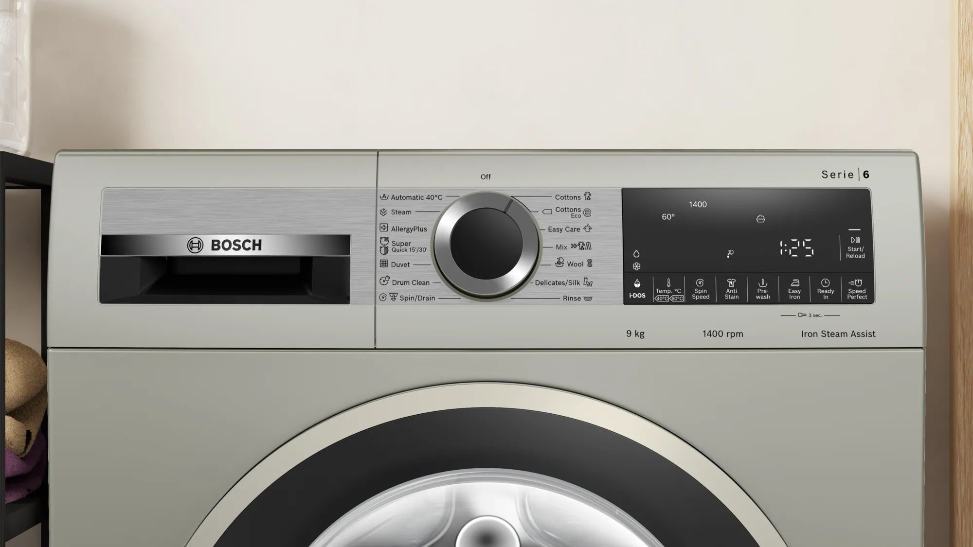 Bosch 9kg Front Loader Series 6 Washing Machine Silver Inox WGA244AXZA