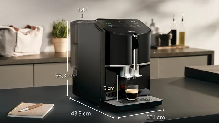 Siemens Fully Automatic Coffee Machine EQ300 Piano Black TF301E19-2