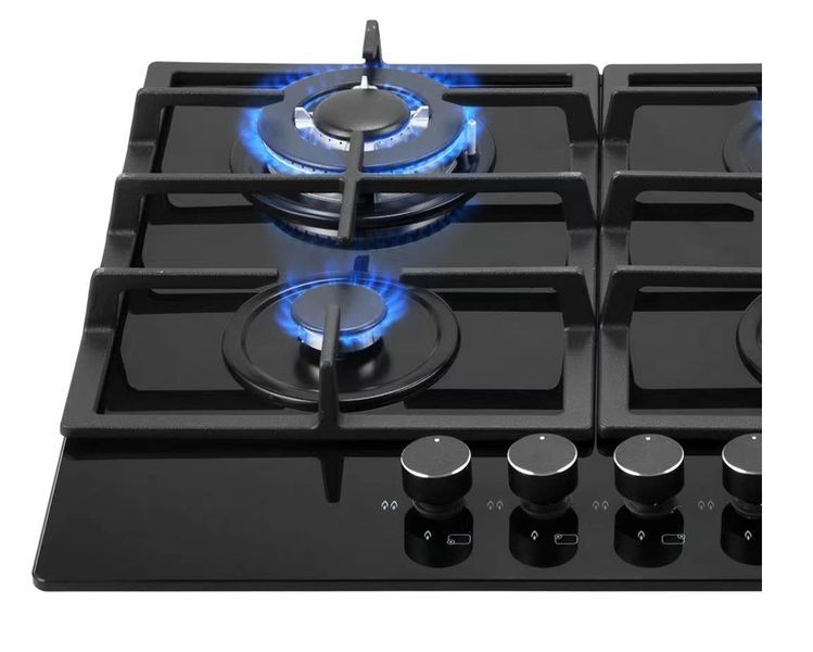 Totai Gas Hob 4 burner gas on glass 60cm Black 26/GOG4BNR-2