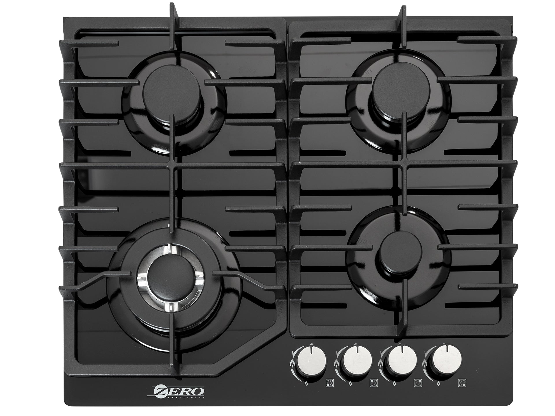 Zero 4 Burner Gas Hob Glass Black 4BURNHOB