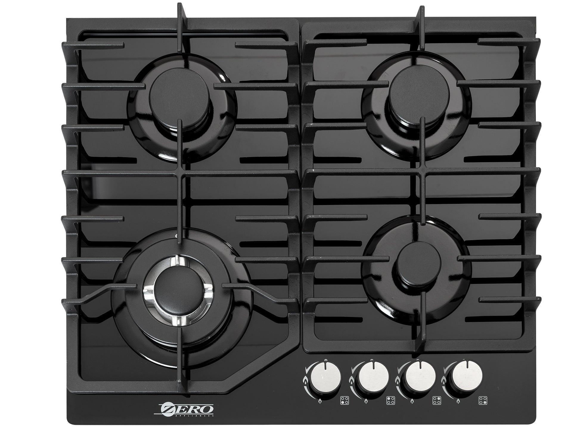 Zero 4 Burner Gas Hob Glass Black 4BURNHOB-1