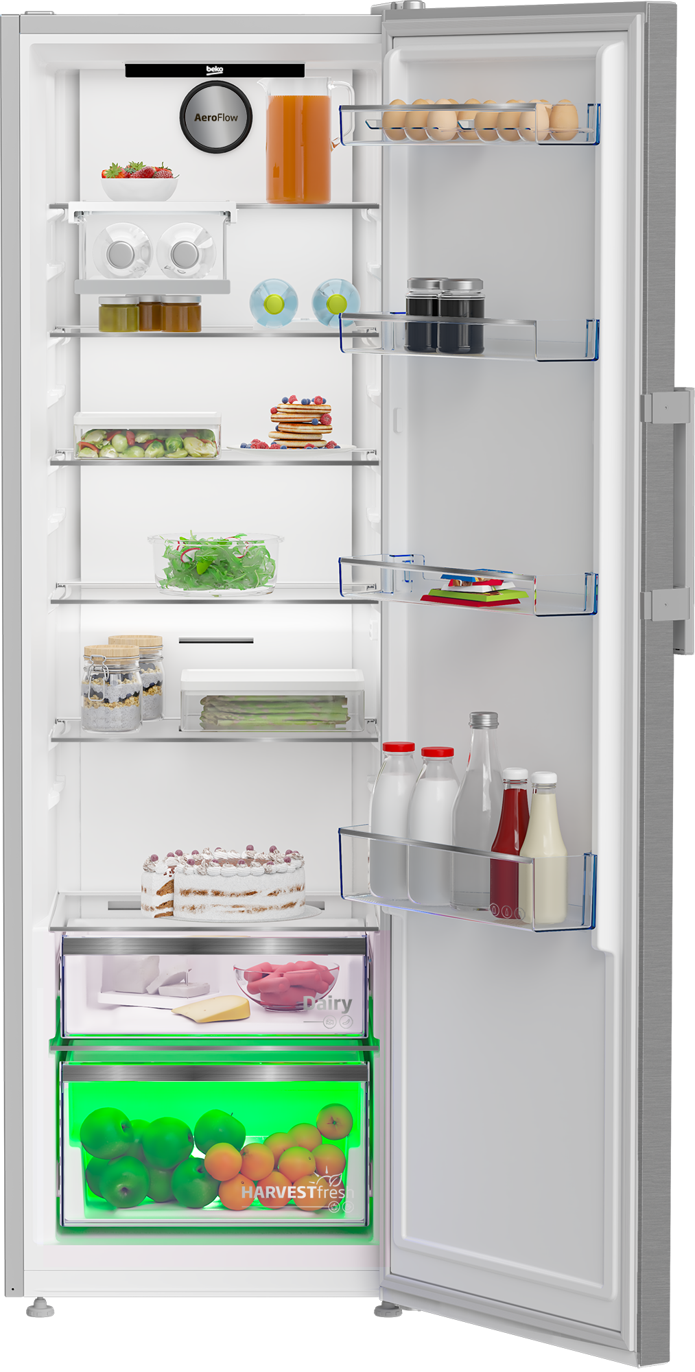 Beko 365L Upright Fridge 60cm Pearl Steel B5RMLNE444HX-3