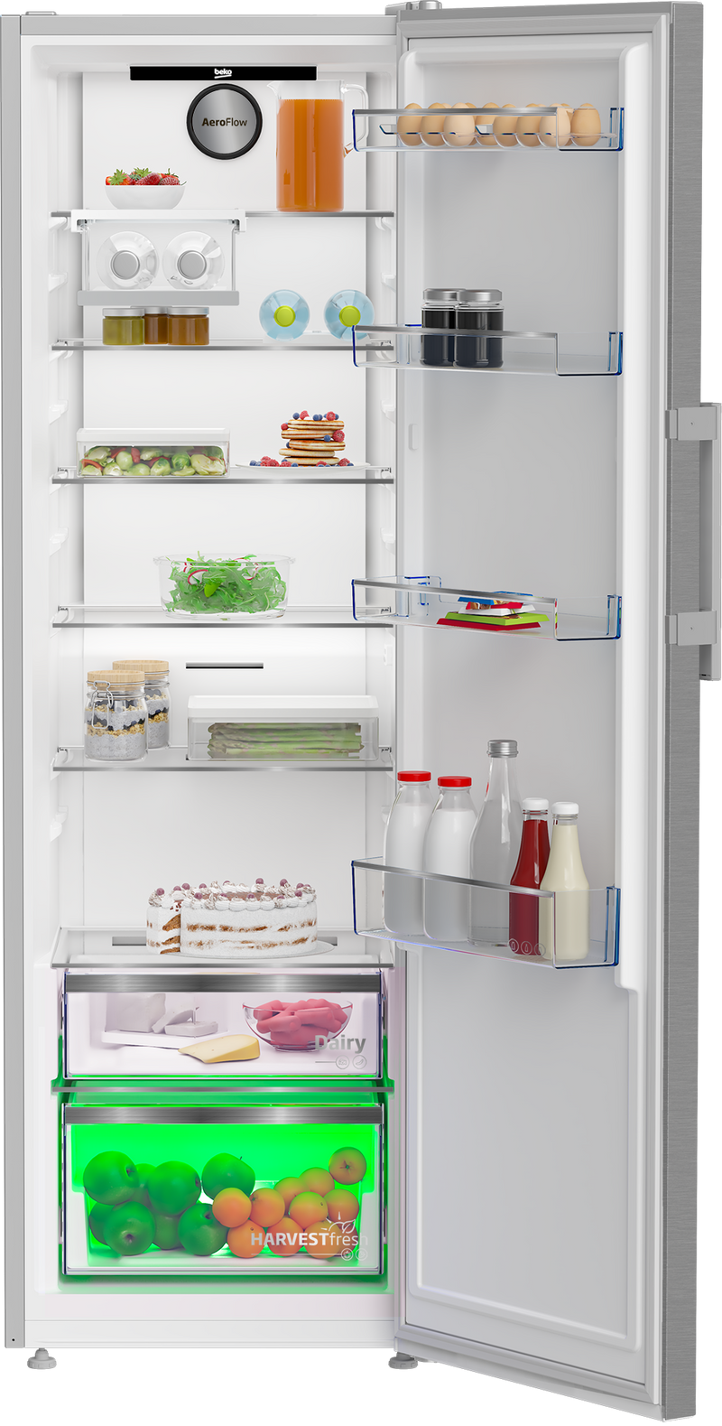 Beko 365L Upright Fridge 60cm Pearl Steel B5RMLNE444HX-3