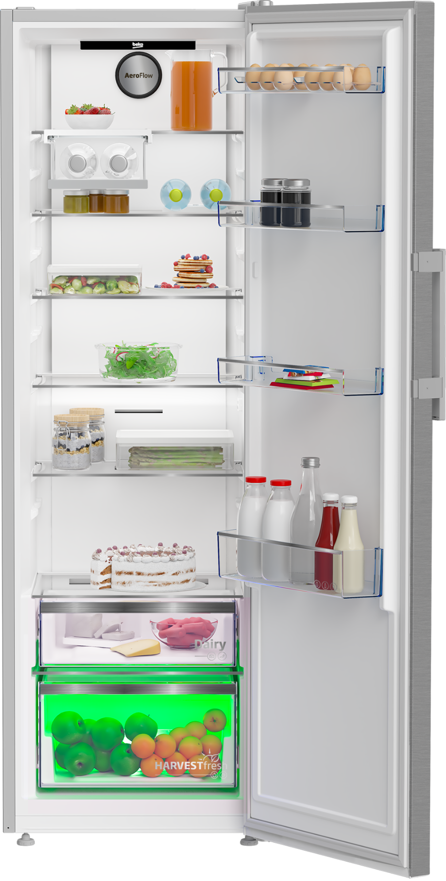Beko 286L Upright Freezer 60cm Pearl Steel B5RMFNE314X-2
