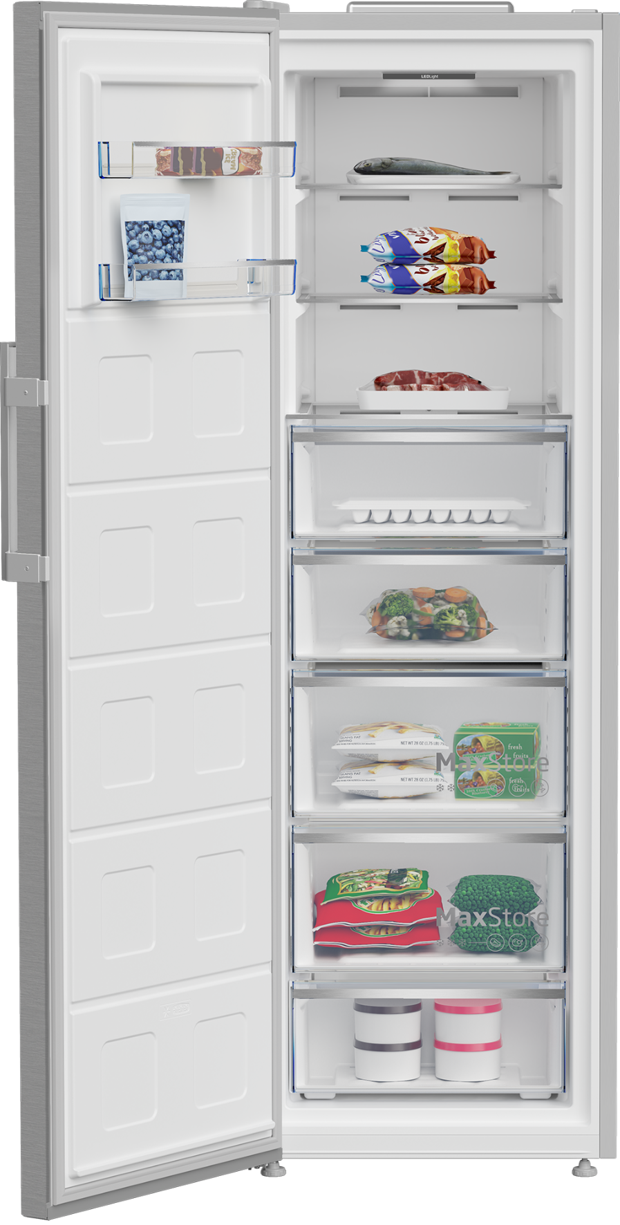 Beko 286L Upright Freezer 60cm Pearl Steel B5RMFNE314X