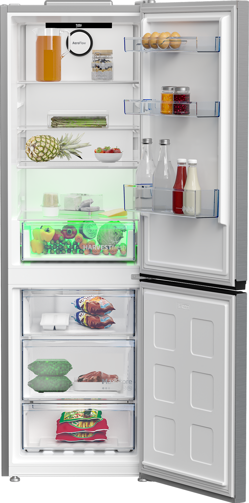 Beko 316L Fridge/Freezer (Bottom Freezer) 60cm Pearl Silver B3RCNE364HXB-3