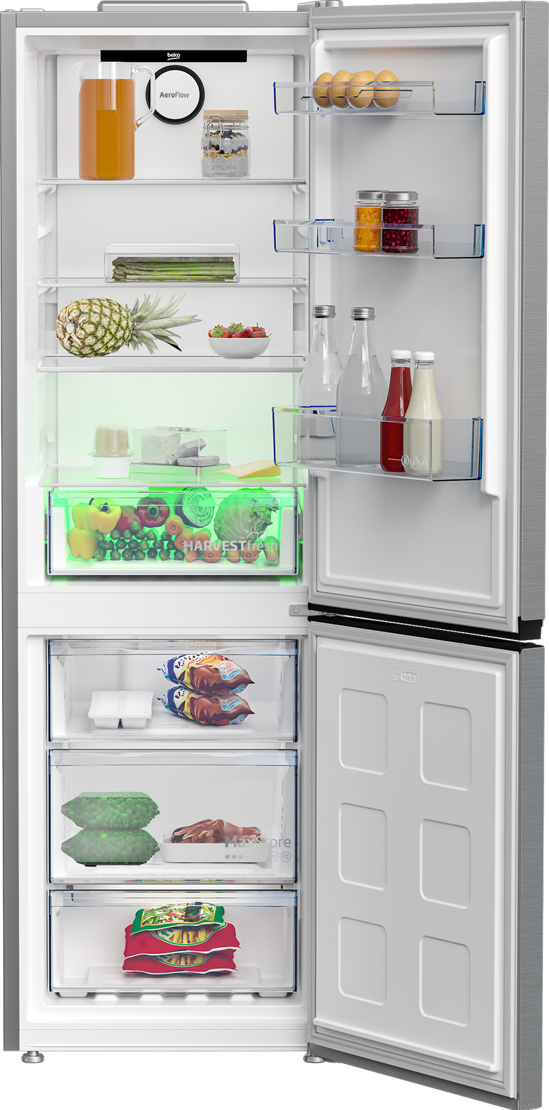 Beko 316L Fridge/Freezer (Bottom Freezer) 60cm Pearl Silver B3RCNE364HXB-3