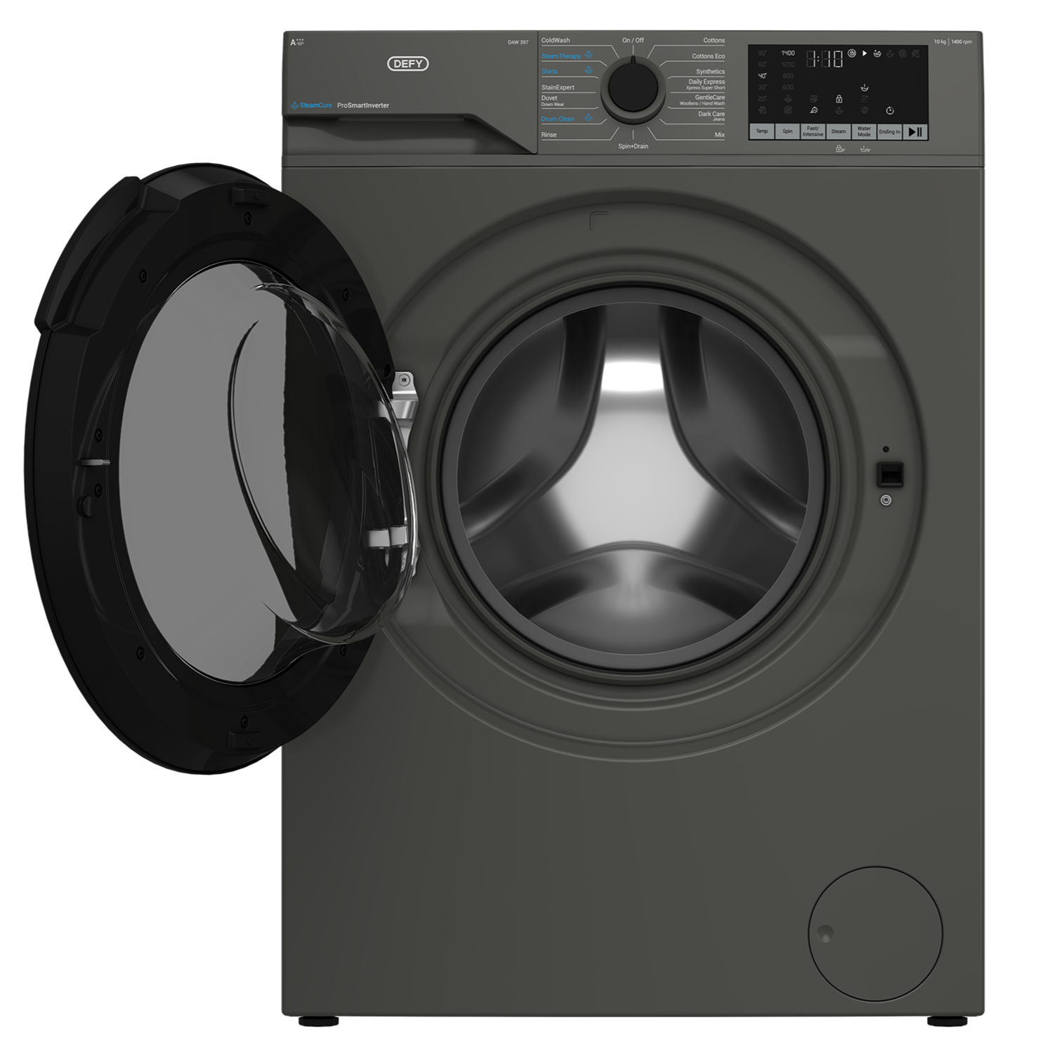 Defy 10kg SteamCure Front Loader Washing Machine Manhattan Grey DAW397