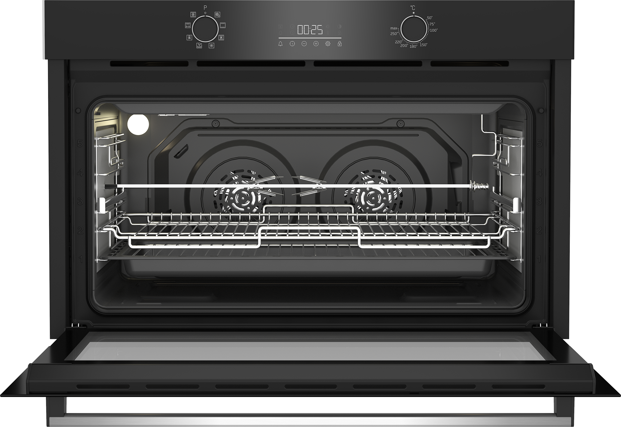 Beko 90CM Twin Fan Oven Black With Touch Control BBWMT12300XS